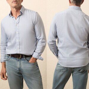 Faherty Movement Shirt Button-Down Light Blue Gingham Medium